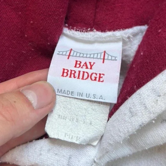 Vintage 90's Raglan Cut Wyoming Rocky Mountains Graphic Hoodie USA Made Outdoors - Picture 3 of 7